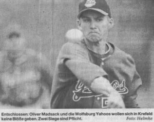 Entschlossen: Oliver Madsack und die Wolfsburg Yahoos wollen sich in Krefeld keine Blöße geben. Zwei Siege sind Pflicht. Foto: Helmke