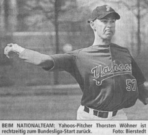 BEIM NATIONALTEAM: Yahoos-Pitcher Thorsten Wöhner ist rechtzeitig zum Bundesliga-Start zurück. Foto: Bierstedt