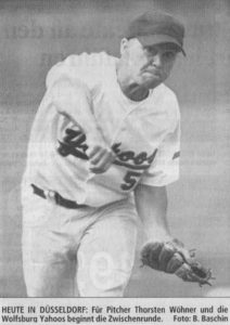 HEUTE IN DÜSSELDORF: Für Pitcher Thorsten Wöhner und die Wolfsburg Yahoos beginnt die Zwischenrunde. Foto: B. Baschin