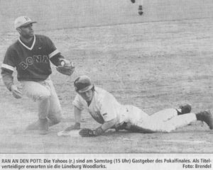 RAN AN DEN POTT: Die Yahoos (r.) sind am Samstag (15 Uhr) Gastgeber des Pokalfinales. Als Titelverteidiger erwarten sie die Lüneburg Woodlarks. Foto: Brendel