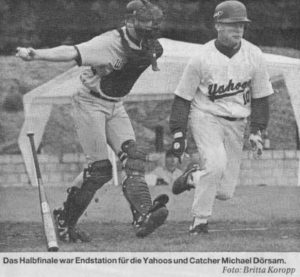 Das Halbfinale war Endstation für die Yahoos und Catcher Michael Dörsam. Foto: Britta Koropp
