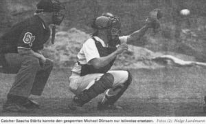 Catcher Sascha Stäritz konnte den gesperrten Michael Dörsam nur teilweise ersetzen. Foto: Helge Landmann