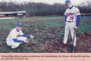 Unbespielbar: Wildschweine verwüsteten den Baseballplatz der Yahoos, die Sportler weichen nun zum Platz an der IGS aus.